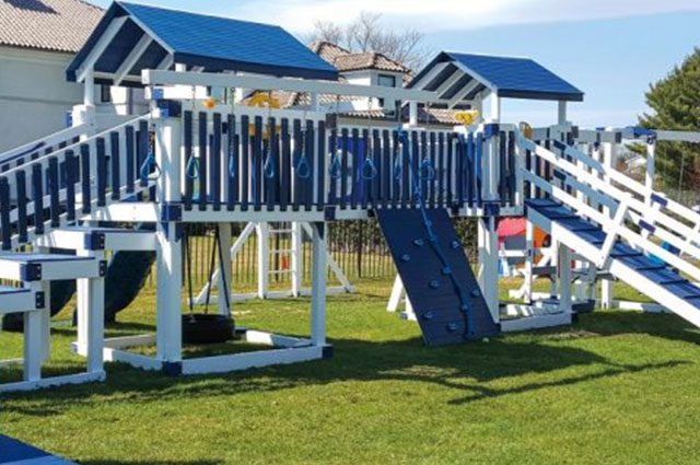 swing set with bridge